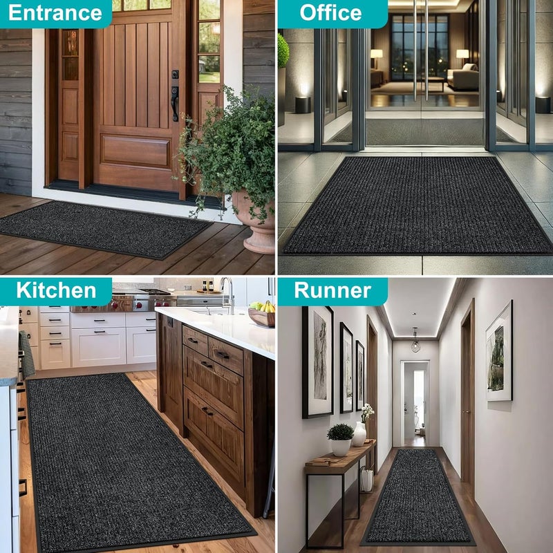 Azadx 2'x6' Indoor Outdoor Door Mat Heavy Duty Front Door Mat Ultra Absorbent Muddy Dirt Resist Welcome Door Mats Non-Slip Backing Entrance Mat for Home Commercial Outdoor Entrance Floor Mat - Image 5